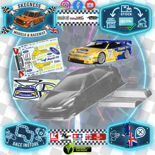 1/10 190mm Wide RC Touring Car Body Shell - Clear Lexan - Ford Mondeo RAPID FIT Racing Livery (257mm Wheelbase / 190mm Wide) - everything in photo included)