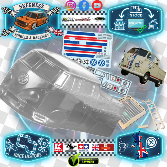 1/10 190mm Wide RC Touring Car Body Shell - Clear Lexan - VW Splitty Pick-Up Transporter  Body shell With Luggage Rack (258mm Wheelbase / 190mm Wide) - everything in photo included)