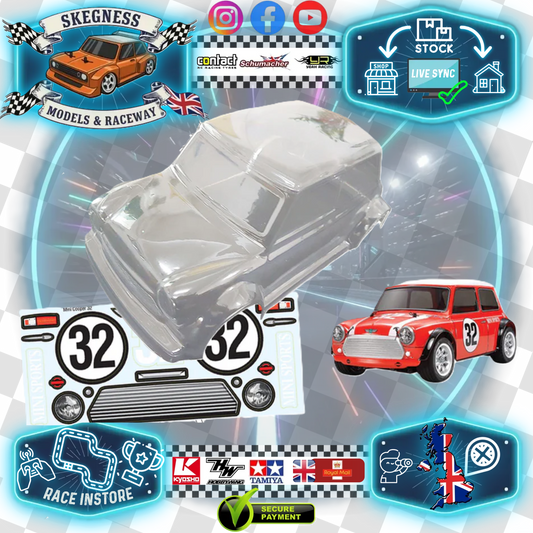 Tamiya M-Chassis Replica Classic Mini Cooper (210mm) Body Set in Clear Lexan - For 1/10 M-Chassis MTC (W-170mm x Wheelbase-210mmmm) M03, M05