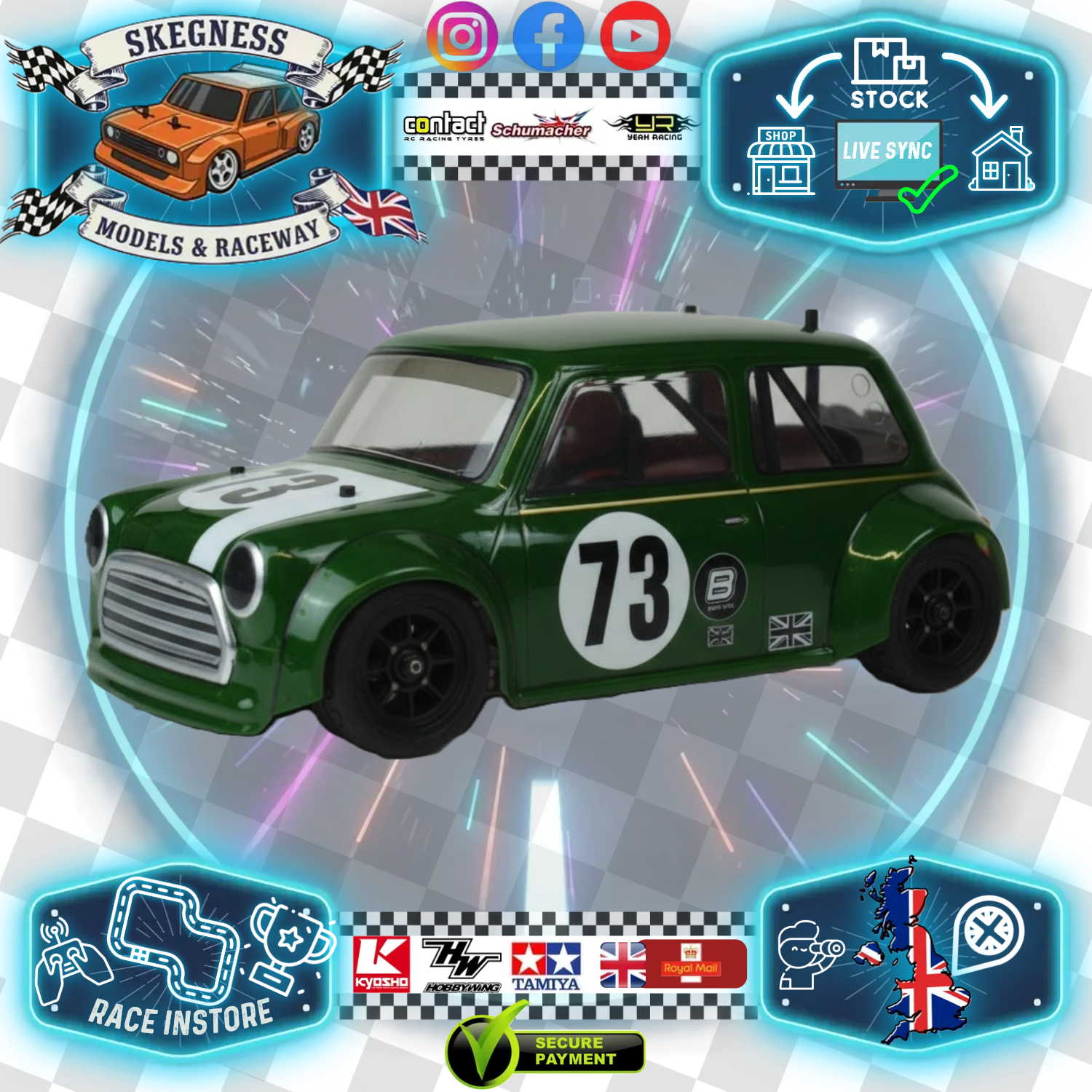 Phat Bodies - M-Chassis (210mm) Mini Cooper Miglia Body Set in Clear Lexan - For 1/10 M-Chassis MTC (W-170mm x Wheelbase-210mmmm) M03, M05, MB01