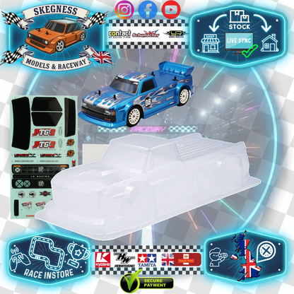 LC Racing - 1/10 190mm Wide RC Touring Car Body Shell - Clear Lexan - Racing Pickup Truck - Body Shell (258mm Wheelbase / 190mm Wide) - Fits TT01 / TT02