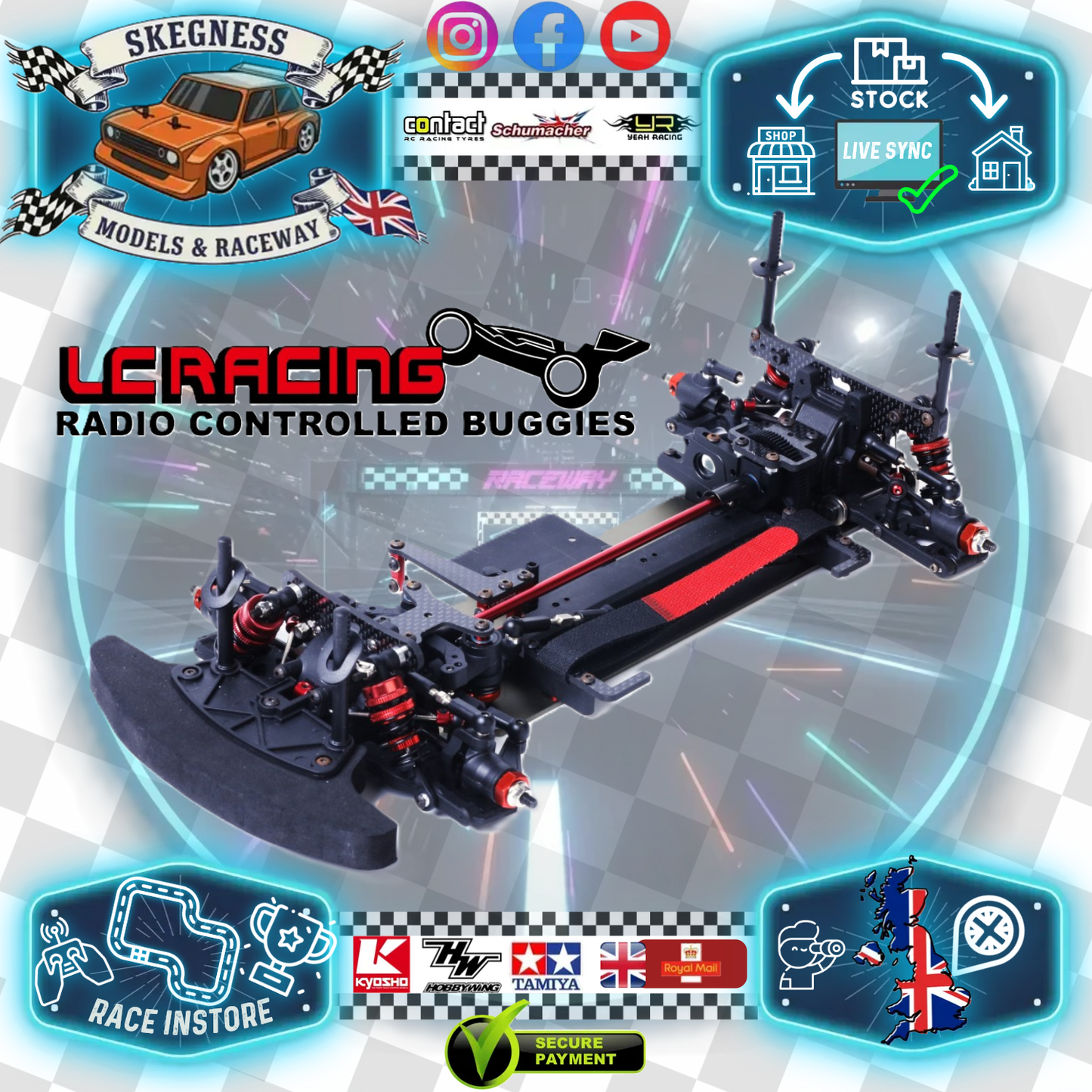 LC Racing – PTG-2TC – 1/10th 4wd touring car chassis kit (Alloy Chassis, Carbon Fibre Towers, Shaft Driven Fully Adjustable Race Car) - Chassis kit only