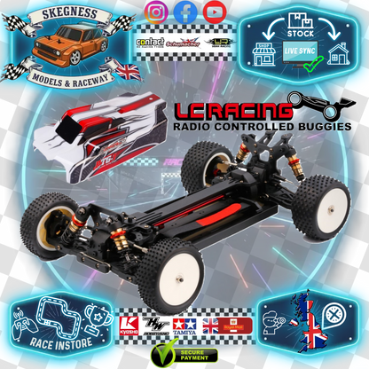 LC Racing – LC-PTG1-HRD – 1/10 scale 4wd entry level buggy – assembled rolling chassis (Red version) (Alloy Chassis, Carbon Fibre Towers, Shaft Driven Fully Adjustable Race Car) - Rolling Chassis Only - Needs all electrics to complete