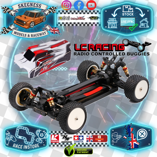 LC Racing – LC-PTG1-HRD – 1/10 scale 4wd entry level buggy – assembled rolling chassis (Red version) (Alloy Chassis, Carbon Fibre Towers, Shaft Driven Fully Adjustable Race Car) - Rolling Chassis Only - Needs all electrics to complete