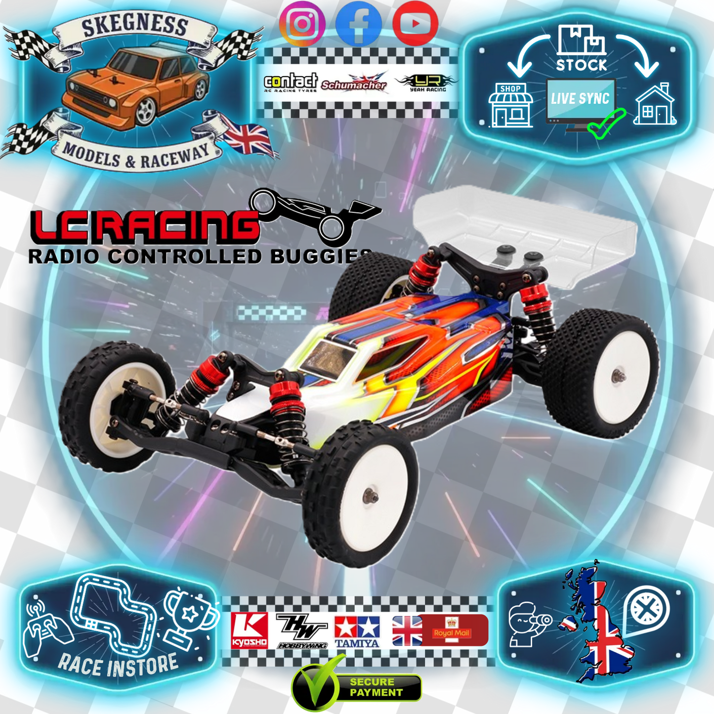 LC Racing – BHC-1 – (BLUE) 1/14 scale 2wd entry level buggy – Assembled Rolling Chassis - Needs all electrics