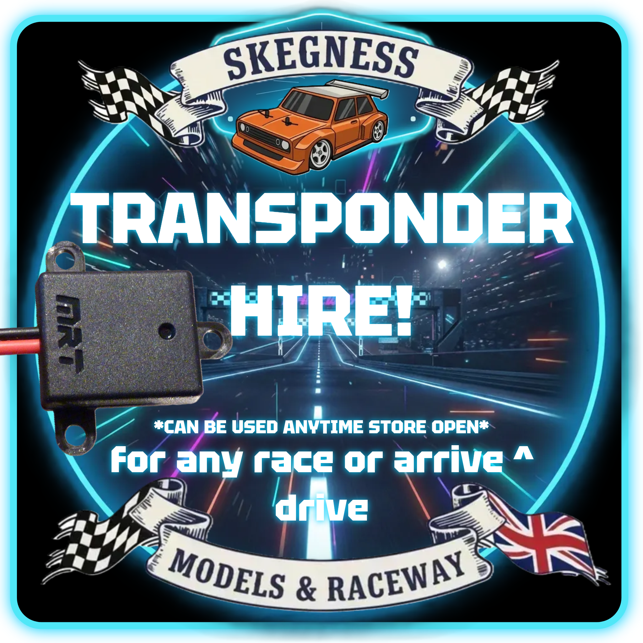 Skegness Model Raceway - Transponder Hire (Limited to availability) - Practice / Race (To be used for the day and returned)