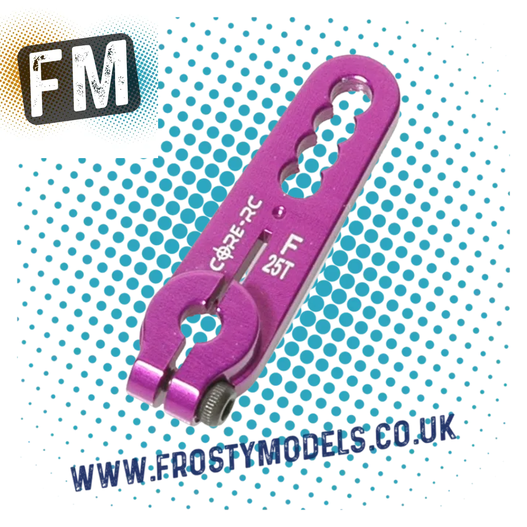 CORE RC ALLOY 1/10 STANDARD SIZE SERVO ARMS - BLACK/PURPLE - OFFSET/STANDARD - MULTI LISTING