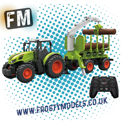 KORODY - RC 1:24 TRACTOR WITH LOG GRABBER WITH TRAILER W/LED LIGHTS - K-6648