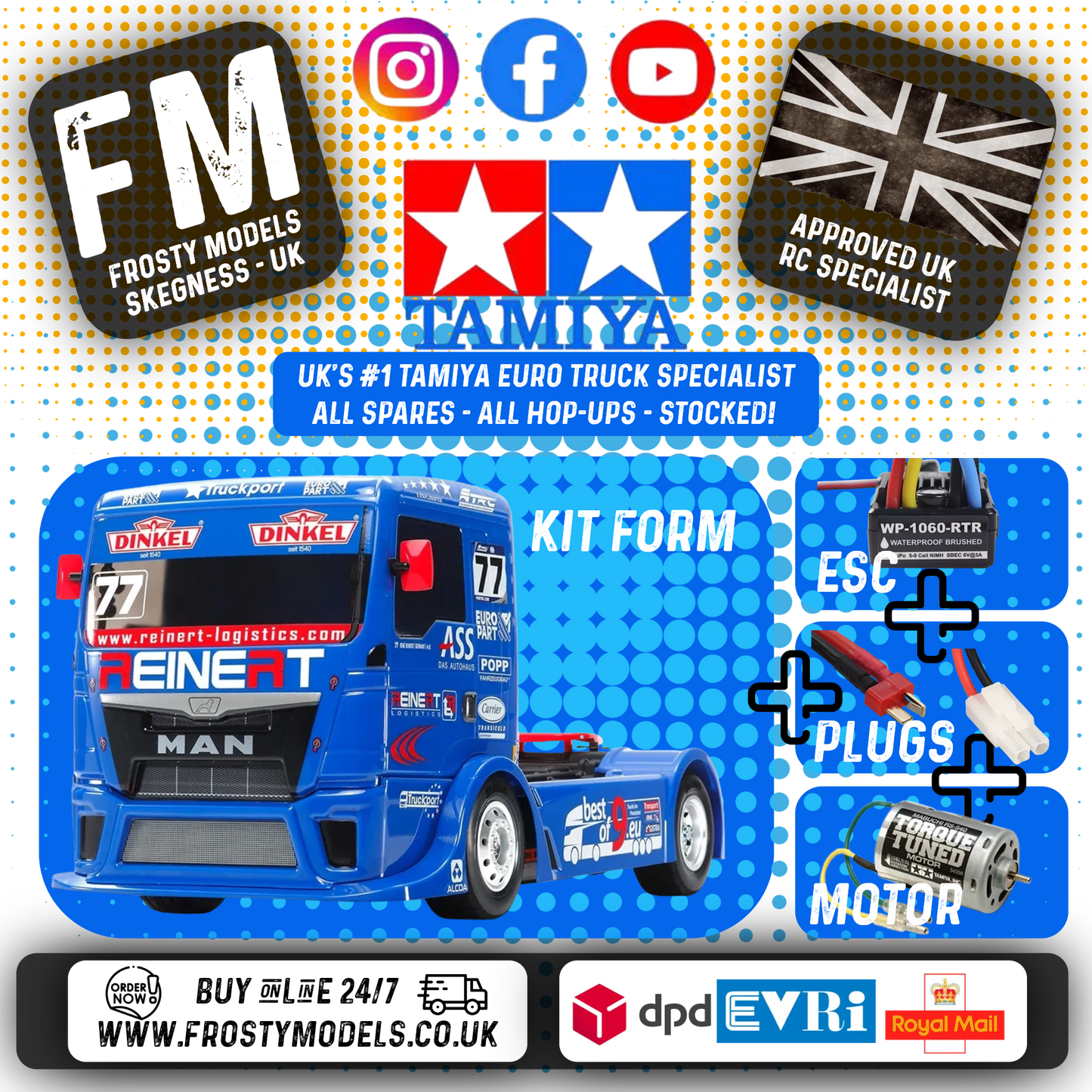 TAMIYA 58642 - REINERT RACING MAN TGS - RC KIT 4WD 1/10 TT01E (WITH ESC & MOTOR)