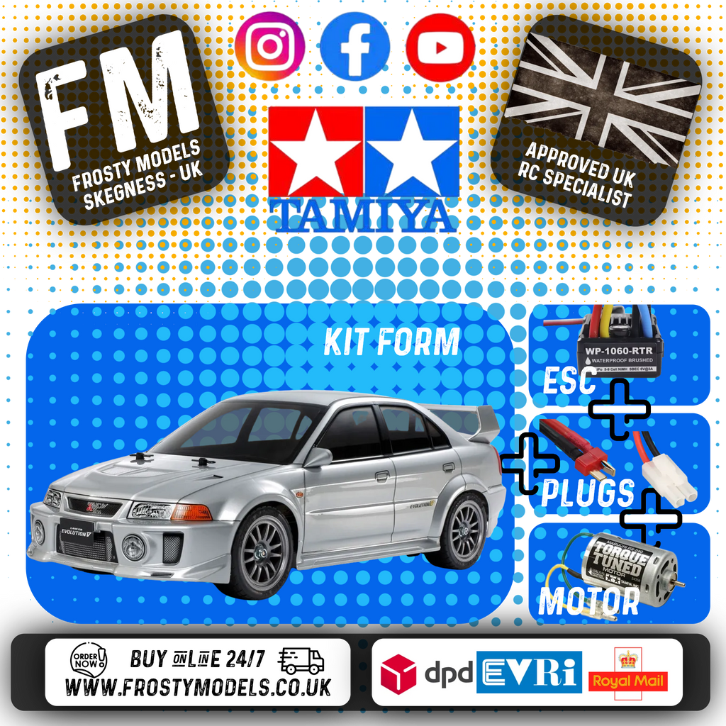 TAMIYA 58713 - MITSUBISHI LANCER EVO V - 1/10 (TT02 kit) 4WD CAR (INC's ESC & MOTOR)