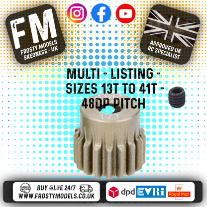 FASTRAX - RC ALUMINIUM 7075T TOUGH LIGHTWEIGHT 48DP PINION CARS - 13T TO 41T (MULTI LISTING)