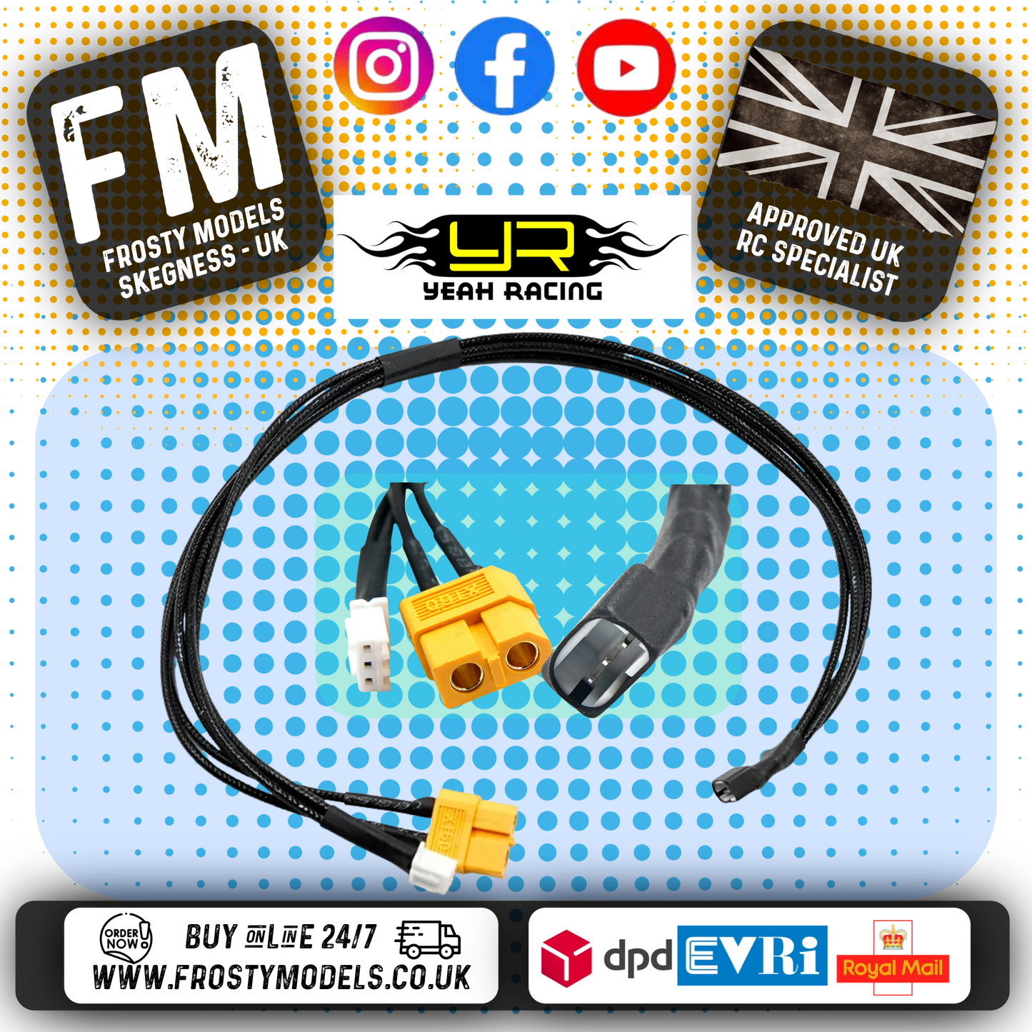 Yeah Racing  - XT60 Plug To JST-XH Plug Charge Cable w/ Balance Plug For 1/28 1/24 RC Lipos - WPT-0162