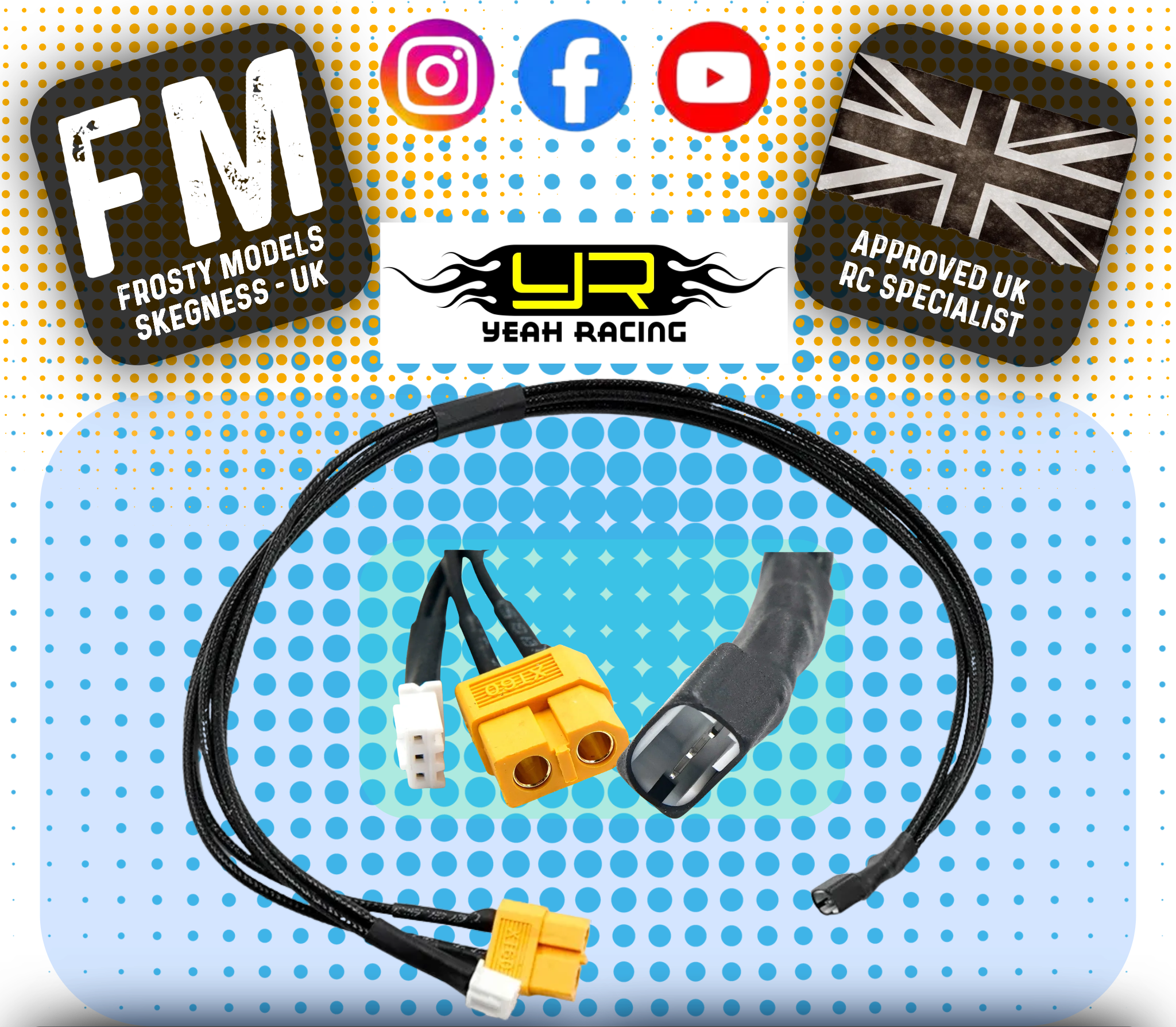 Yeah Racing  - XT60 Plug To JST-XH Plug Charge Cable w/ Balance Plug For 1/28 1/24 RC Lipos - WPT-0162
