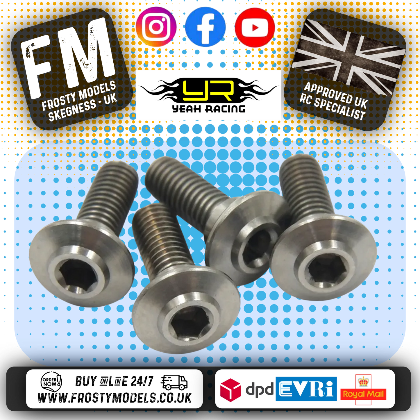YEAH RACING - 64 GRADE Titanium Servo Lock Screw Set (9mm) 4pcs - YA-0706