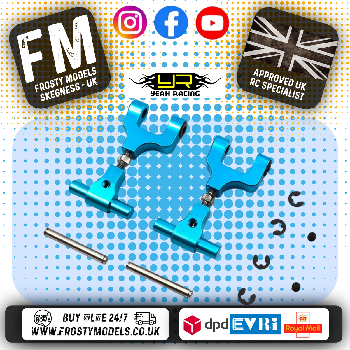 YEAH RACING - Aluminum Adjustable Rear Upper Arm Set For Tamiya TT02 - TT02-004BU