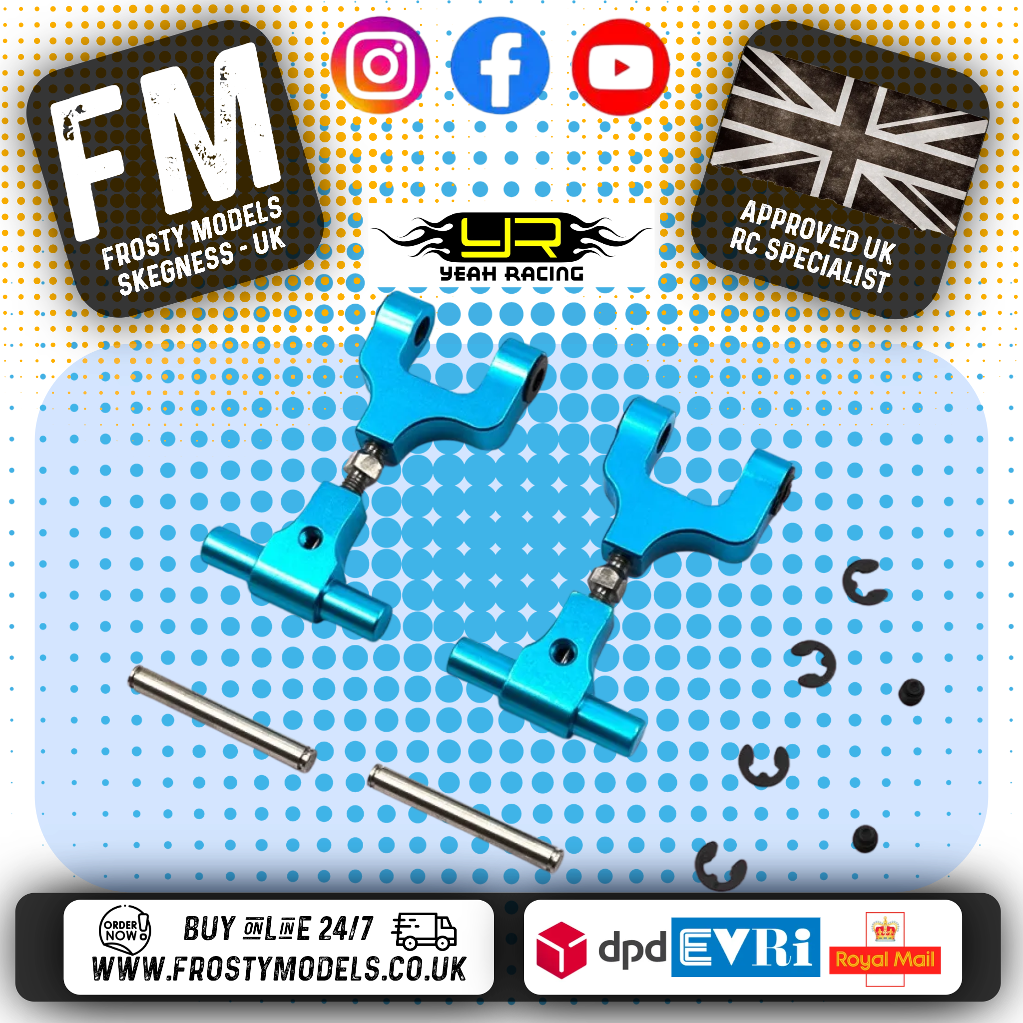 YEAH RACING - Aluminum Adjustable Rear Upper Arm Set For Tamiya TT02 - TT02-004BU