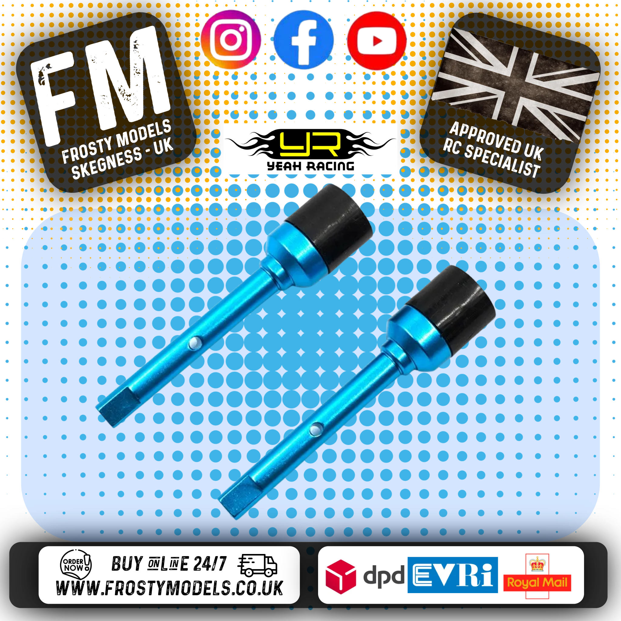 YEAH RACING - Aluminum Main Drive Shaft Joint For Tamiya TT02 TT02B - TT02-016BU