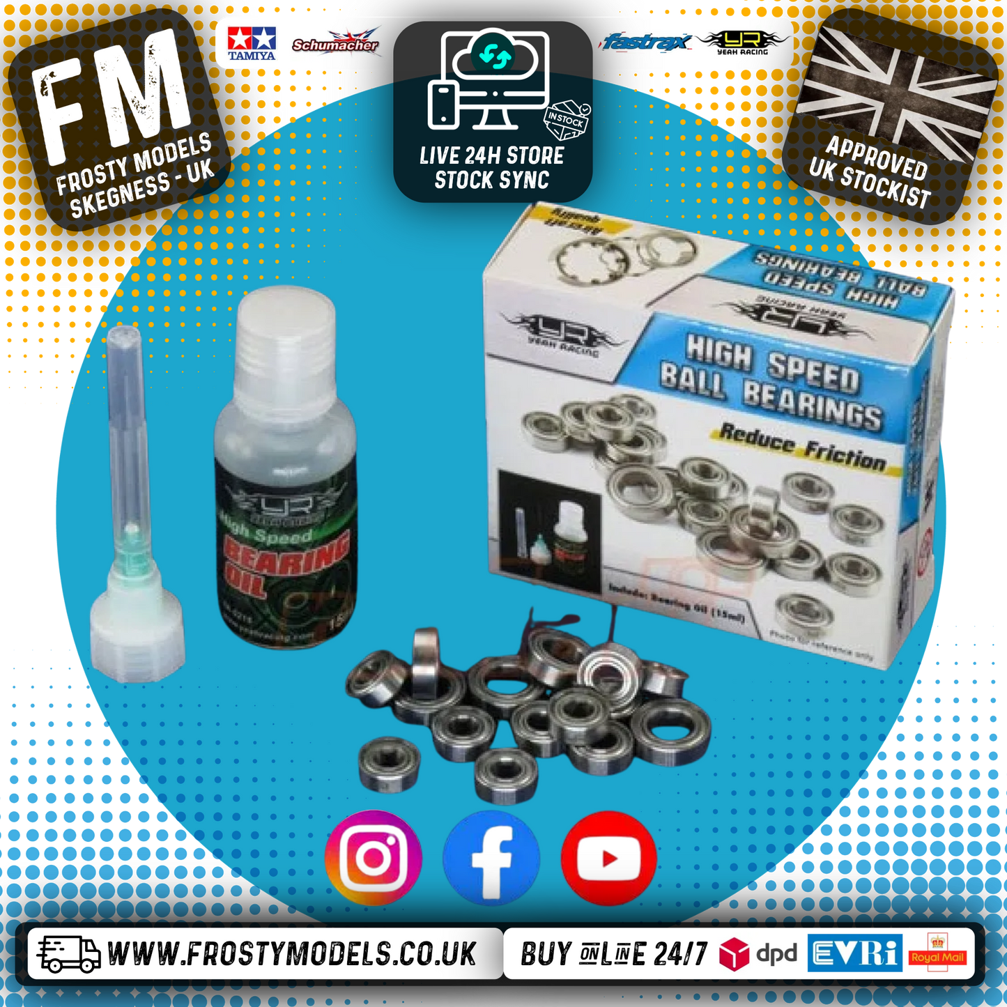 Yeah Racing - PTFE RC Ball Bearing Set with Bearing Oil For Tamiya G601 - YB0300BX