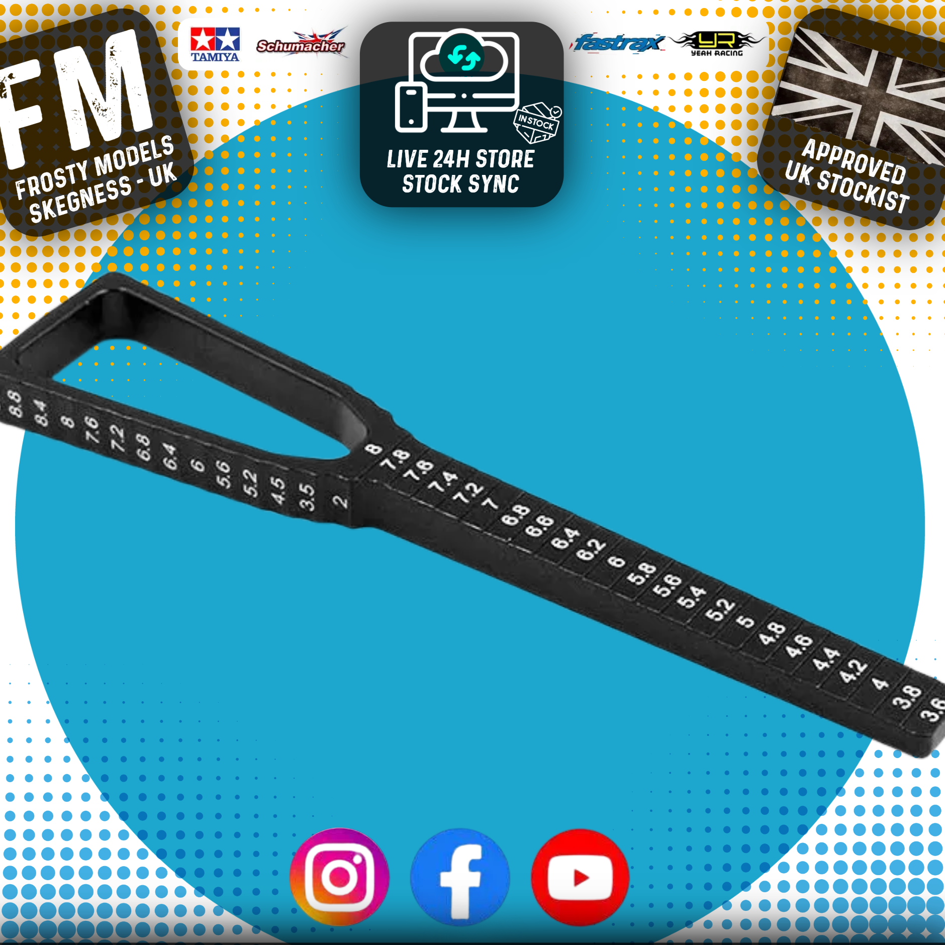 Yeah Racing - Ultra Fine 2 in 1 Ride Height & Droop Gauge for 1/10 Touring Cars (Black) - YT-0068BK