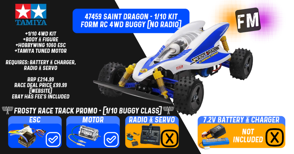 TAMIYA 47459 - SAINT DRAGON - 1/10 KIT FORM RC 4WD BUGGY - (INC's MOTOR & ESC)