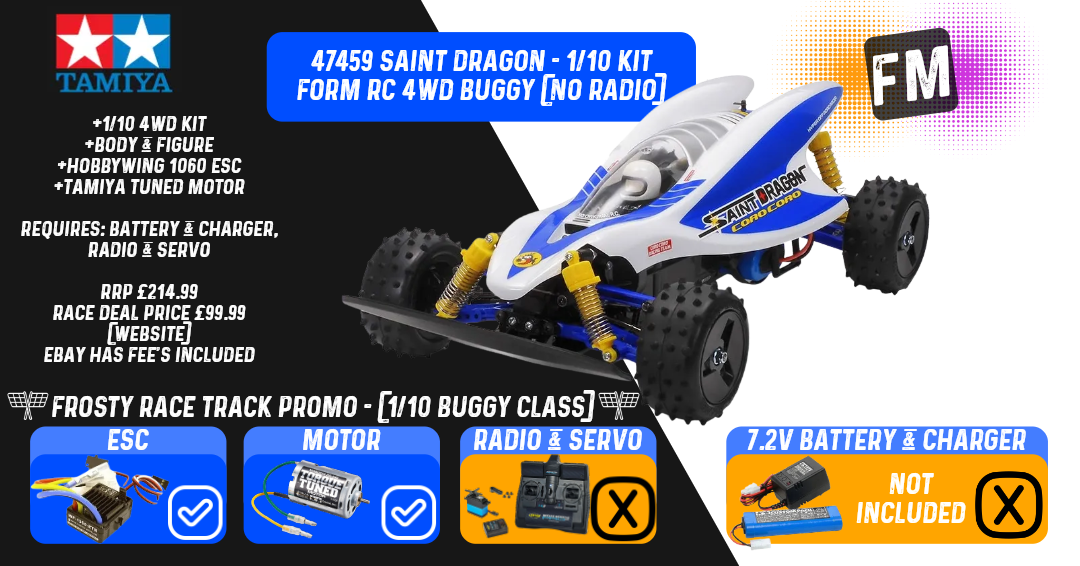 TAMIYA 47459 - SAINT DRAGON - 1/10 KIT FORM RC 4WD BUGGY - (INC's MOTOR & ESC)