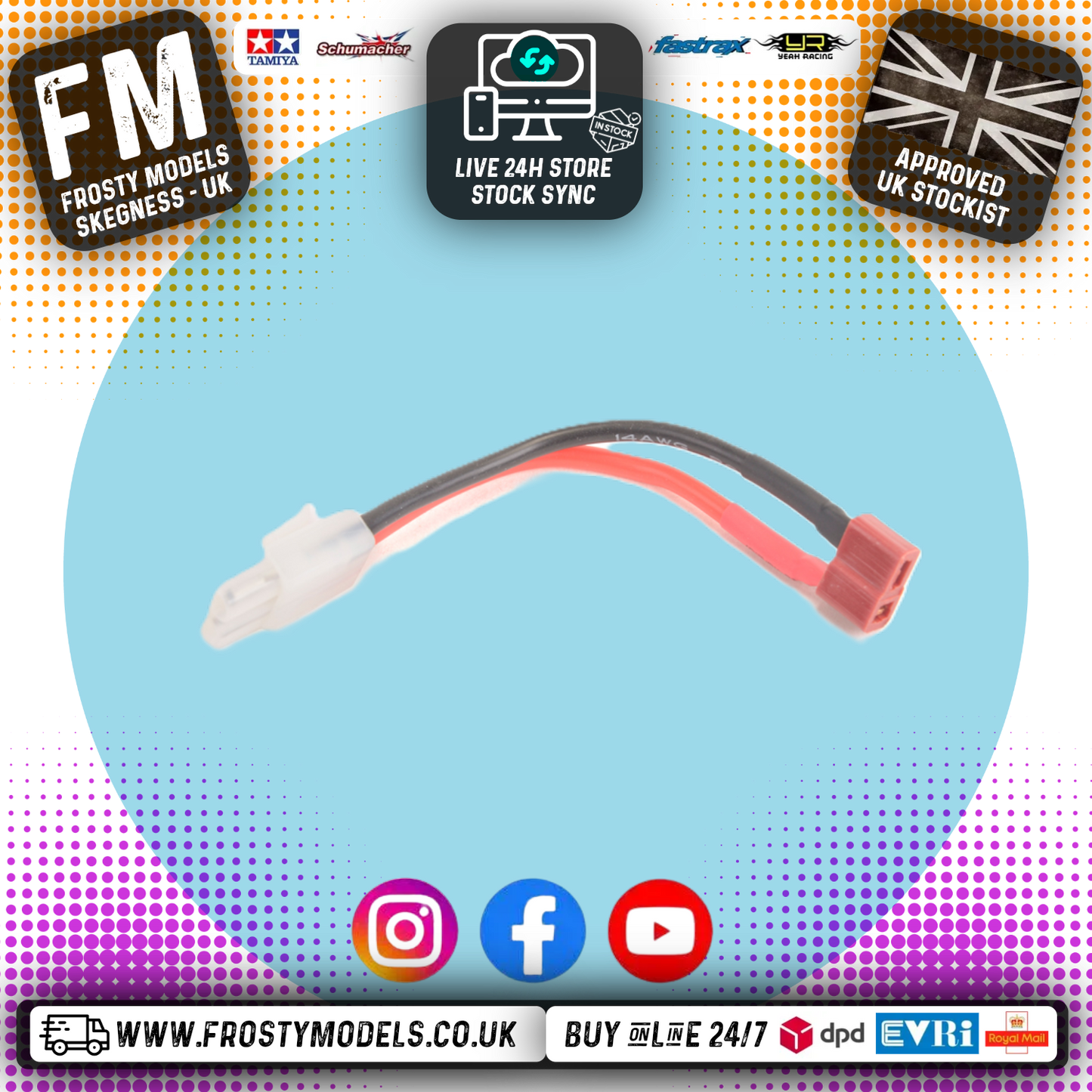 CORE RC - TAMIYA Battery Adaptor Lead (MALE - Tamiya ) TO (FEMALE - Deans)  CR747