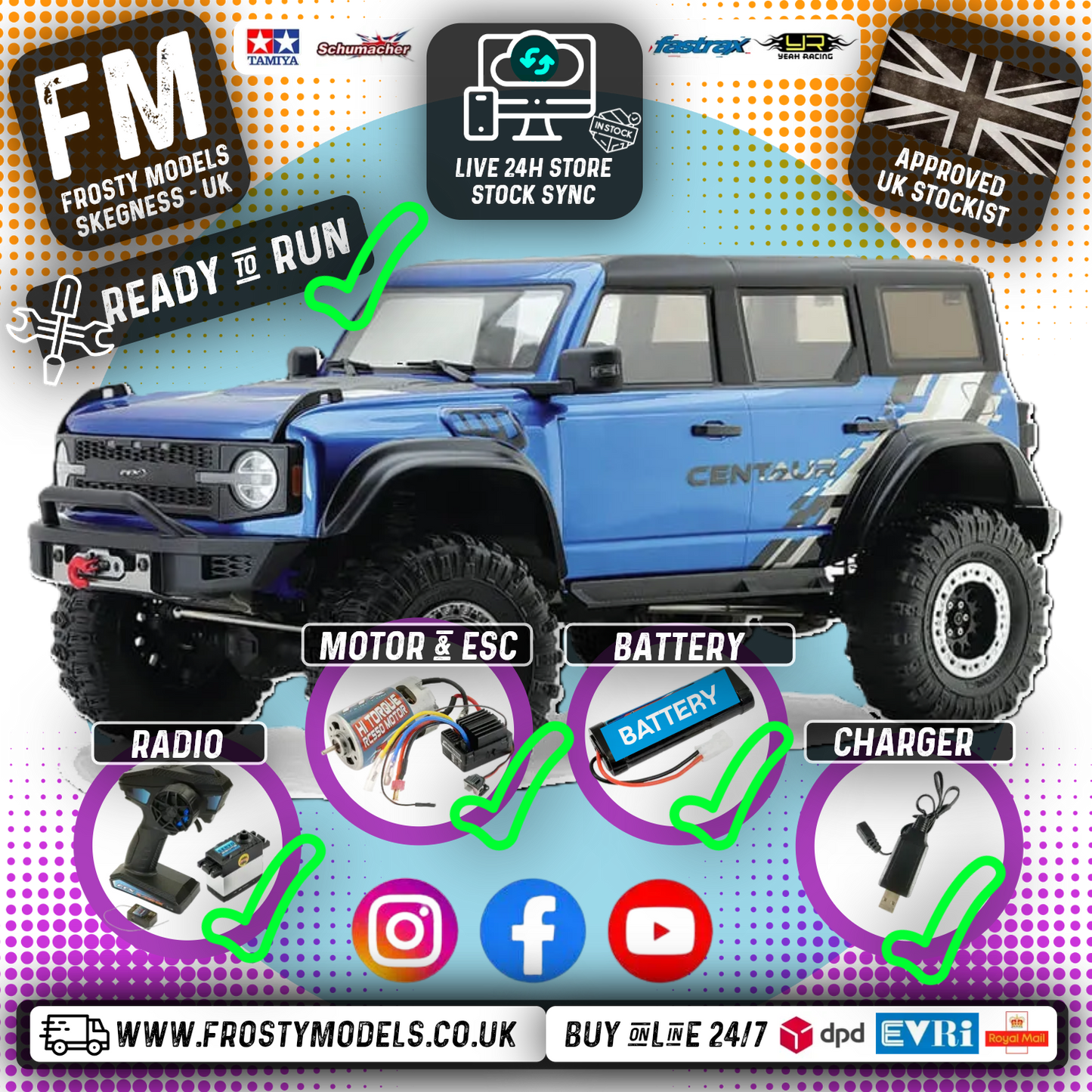 FTX - OUTBACK CENTAUR 4X4 RTR 1:10 TRAIL CRAWLER - BLUE - Rock Crawler - FTX5475B