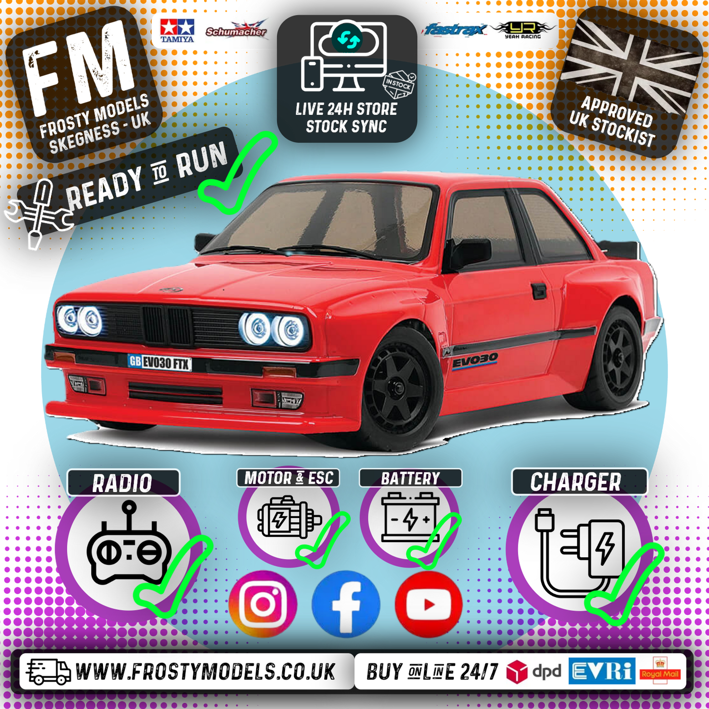 FTX - EVO30 1/10 (BRUSHLESS MOTOR) 4WD STREET RC CAR 100% RTR - RED - FTX5493R