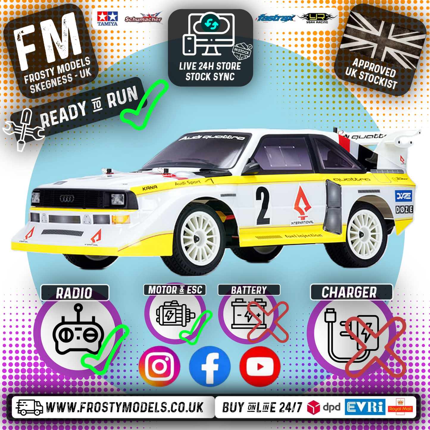 CARISMA - M48S 1985 AUDI SPORT QUATTRO S1 - 1/8th 4wd BRUSHLESS RC Rally Car - CA88368