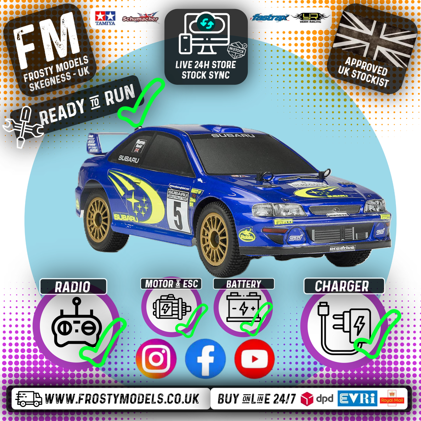 CARISMA - GT24 SUBARU WRC 4WD - 1/24 (MICRO SCALE BRUSHLESS MOTOR) Ready To Race - CA80068