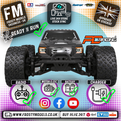 PD RACING - TK10 1/10 BRUSHED Radio Control BASHER Truck RTR - w/Battery, Radio & Charger - PD860T (up to 2S Lipo Capable)