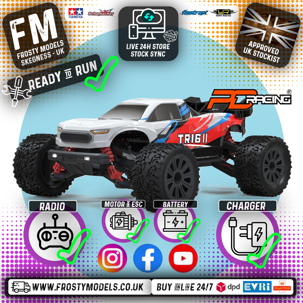 PD RACING - TR16 II Brushed Truggy 1:16 SCALE READY TO RUN WITH 2S LIPO (30mph) - PD304T