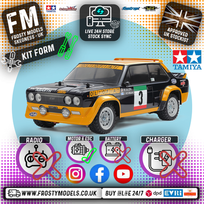 TAMIYA 58723 - Fiat 131 Abarth Rally (MF01X) RC 4WD Car Kit - (Inc's ESC & Motor - Requires Radio Set, Servo, Battery & Charger)