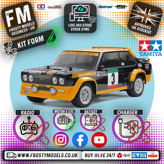 TAMIYA 58723 - Fiat 131 Abarth Rally (MF01X) RC 4WD Car Kit - (Inc's ESC & Motor - Requires Radio Set, Servo, Battery & Charger)