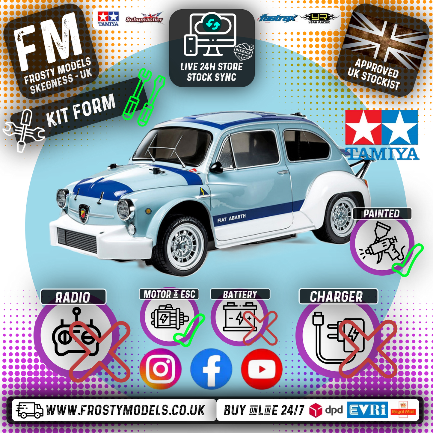TAMIYA 47492 - PAINTED 1000 TCR Berlina Corse (MB01) RC 2WD Car Kit - (Inc's ESC & Motor - Requires Radio Set, Servo, Battery & Charger))