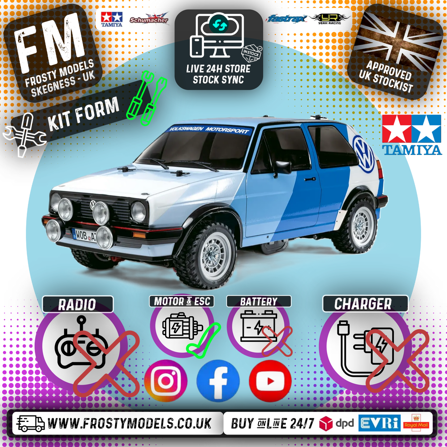 TAMIYA 58714 - Golf MK2 GTI 16 Rally (MF01X) - 4WD M-CHASSIS CAR - (ESC & MOTOR INCLUDED ONLY)