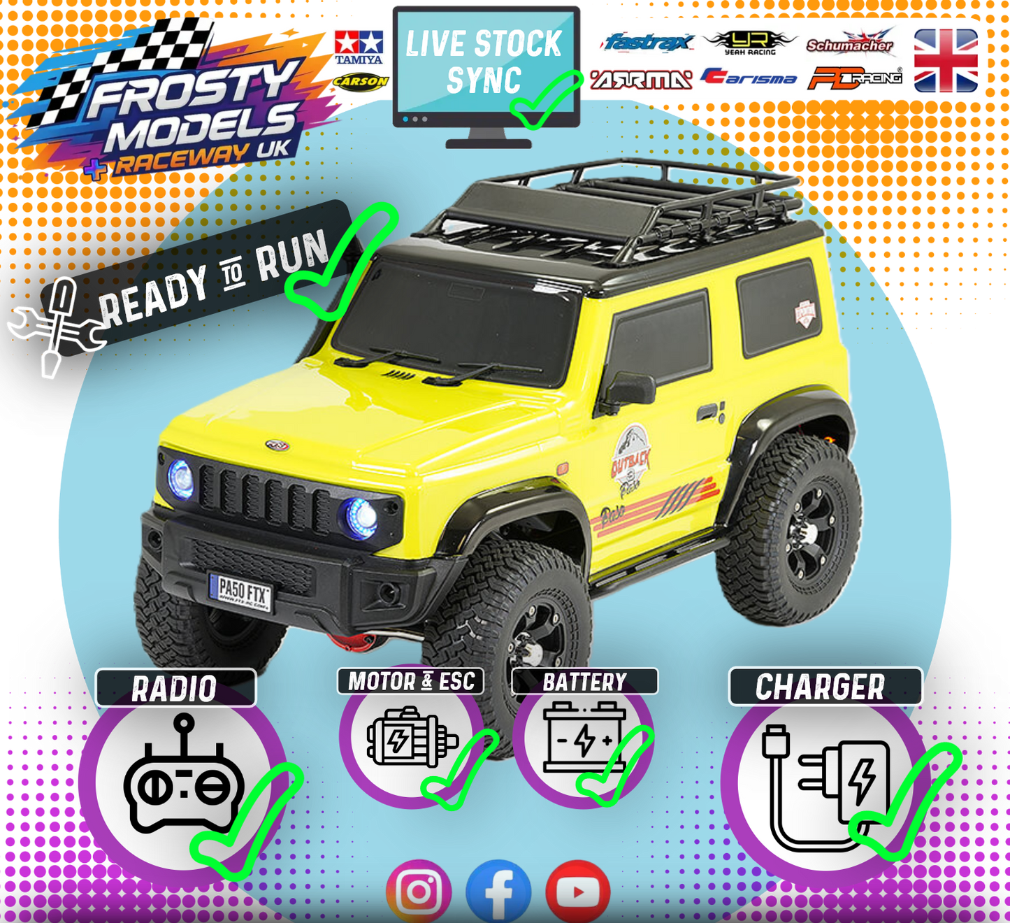 FTX - OUTBACK 3.0 1/10th PASO Rock Crawler RTR (Radio, Battery & Charger Included) 1:10 TRAIL CRAWLER - YELLOW