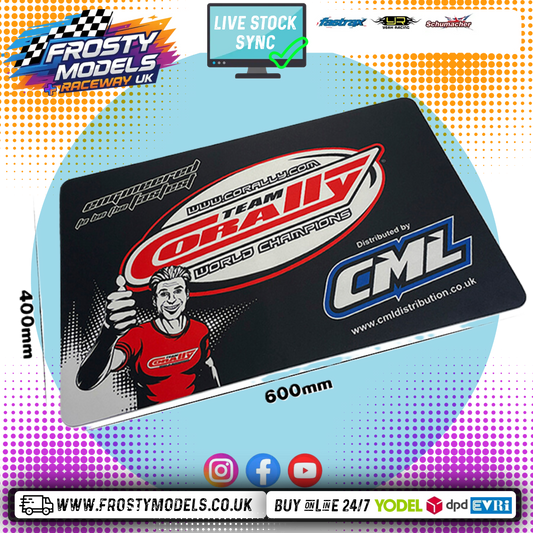 CORALLY & CML - RC CAR/BUGGY 1/12 to 1/10 RUBBER PIT MAT - MEDIUM (600X400MM, 2MM THICK) C-90272