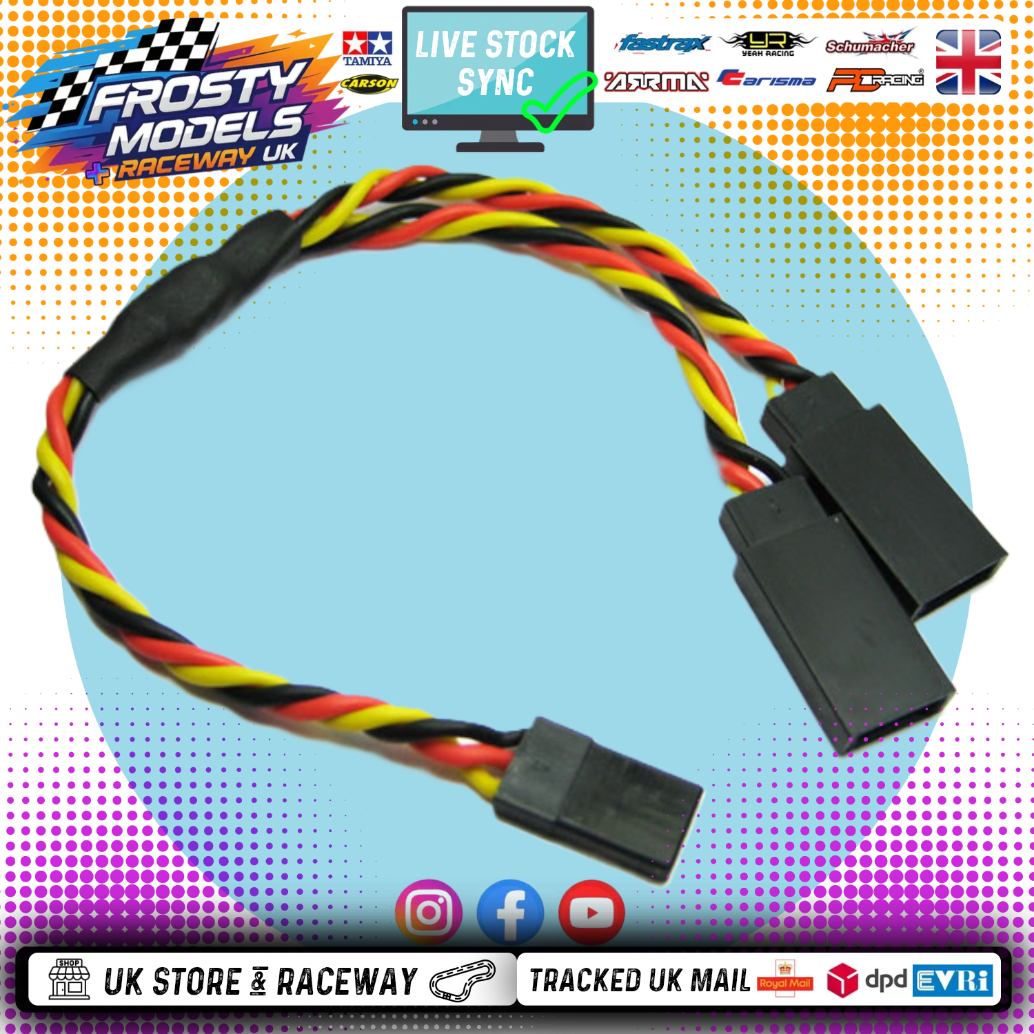 ETRONIX - 15CM 22AWG JR TWISTED Y LEAD EXTENSION WIRE - Servo Y Lead (Splitter) Use to add extra feed to fan, transponders or servos - ET0752