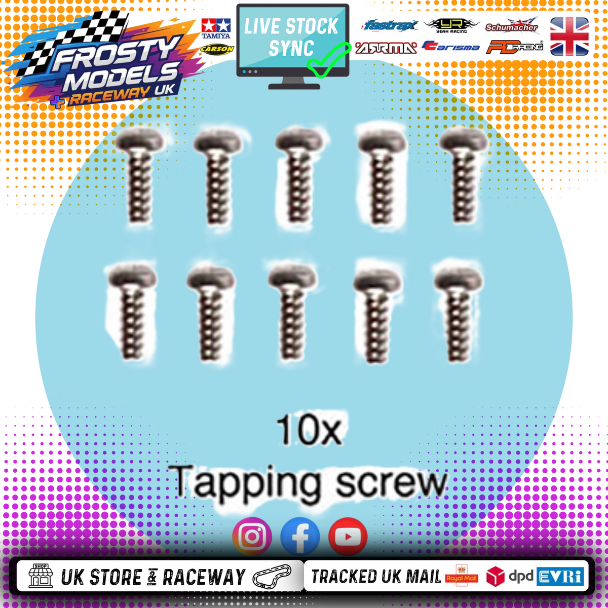 TAMIYA - (10PCS) RC 3X8MM TAPPING BUTTON HEAD SCREWS (MC1) - (FOR TT01/TT02 & OTHERS) 58271