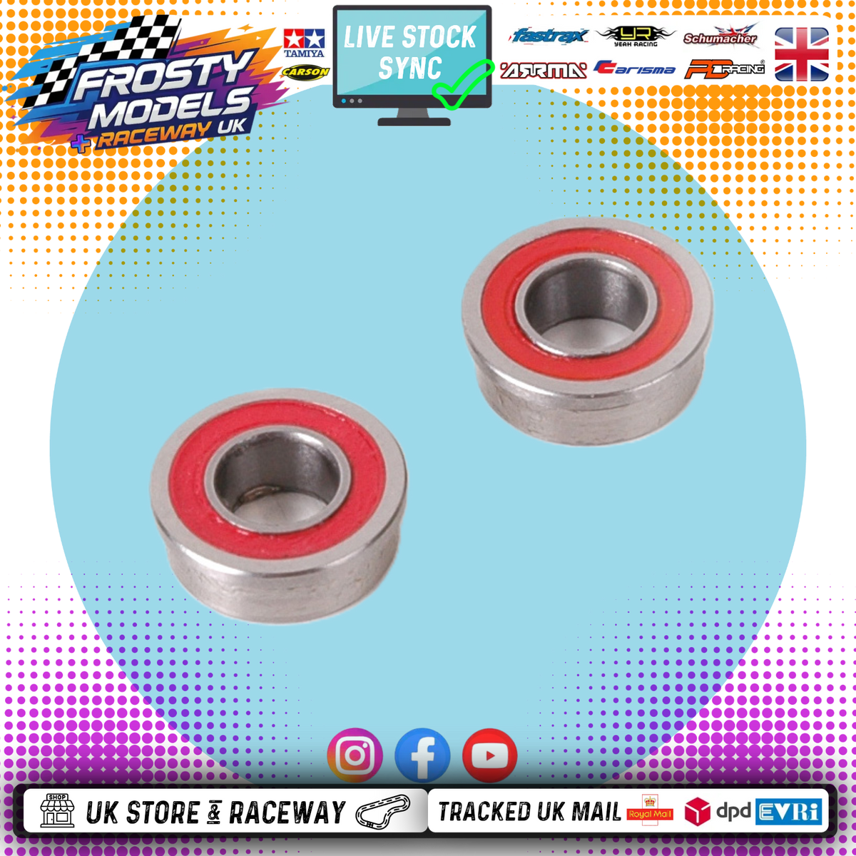 Schumacher - Ball Bearing - 1/4X1/2 Flanged Red Seal (pr) - U3939 For ATOM Rear Axle