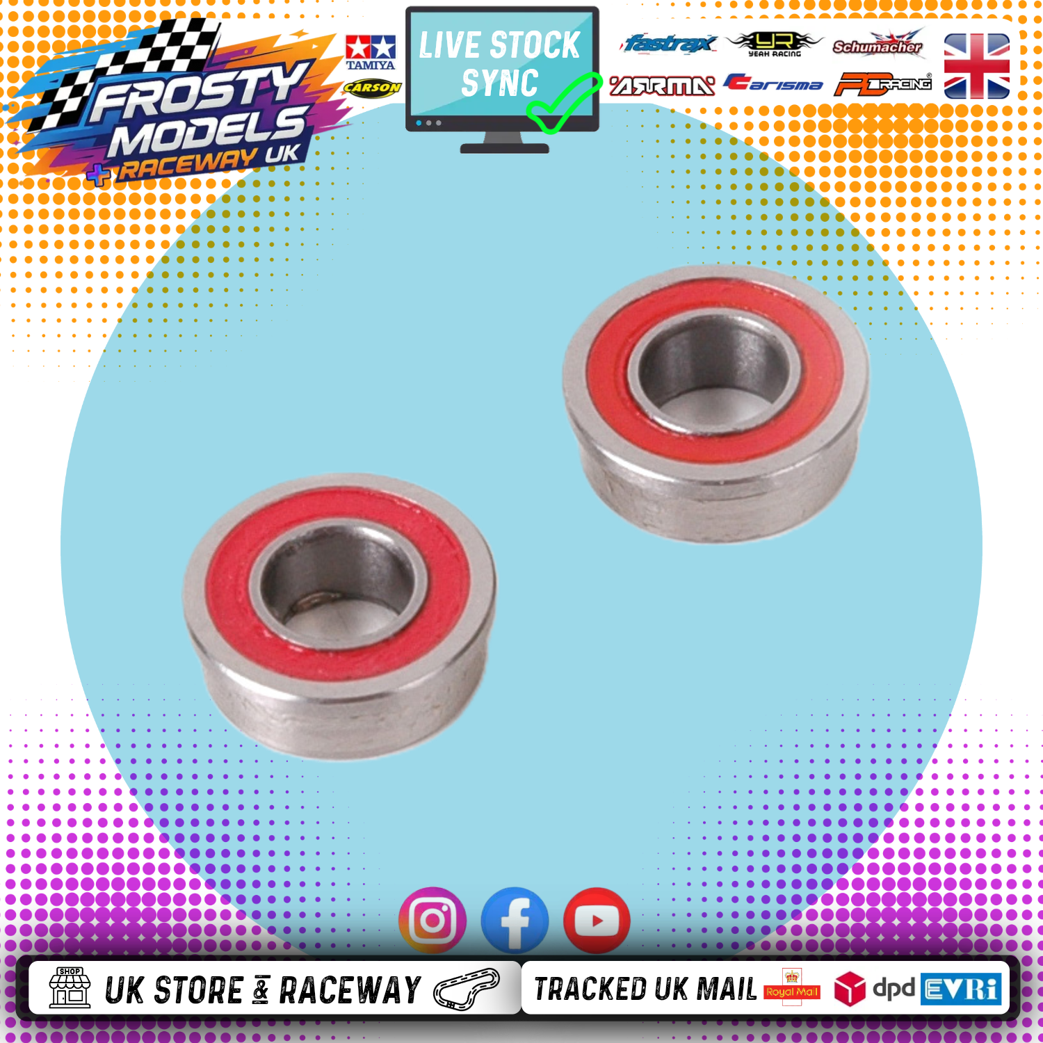 Schumacher - Ball Bearing - 1/4X1/2 Flanged Red Seal (pr) - U3939 For ATOM Rear Axle