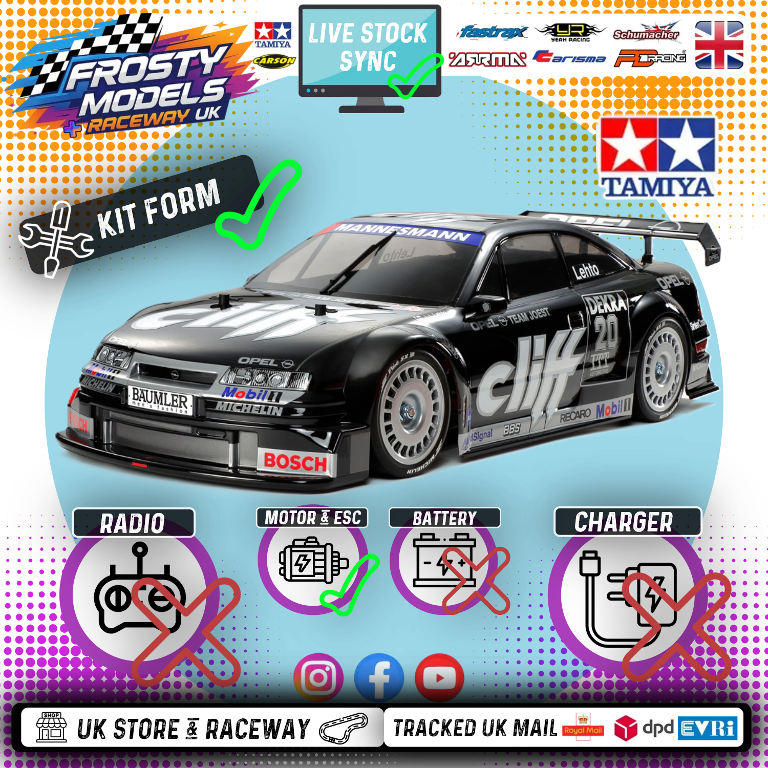 TAMIYA 58701 - OPEL CALIBRA V6 CLIFF KIT - 1/10 RC 4WD CAR (TT01E) INC's ESC & MOTOR