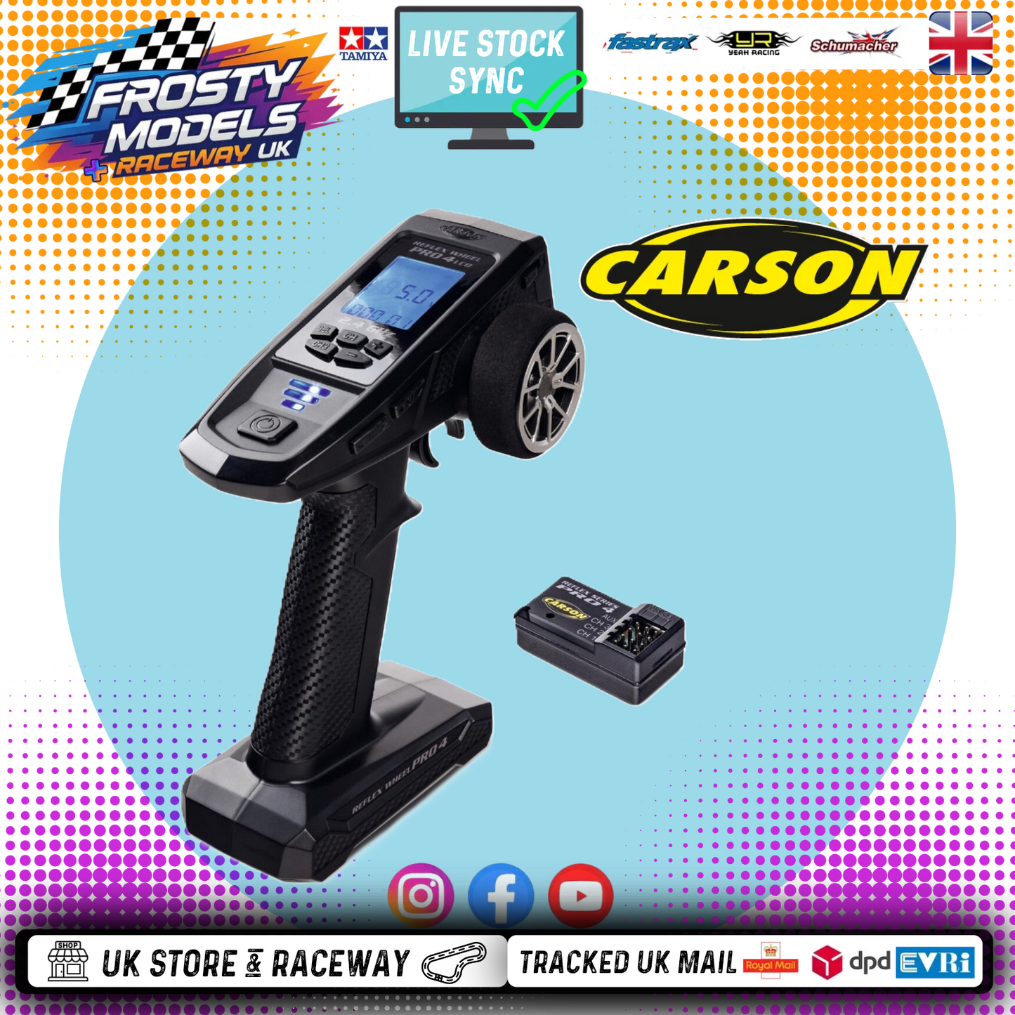 Carson - FS 4K Reflex Wheel Pro 4ch - 2.4GHz LCD Radio & Receiver - Digital Proportional Dual Rates - C500119