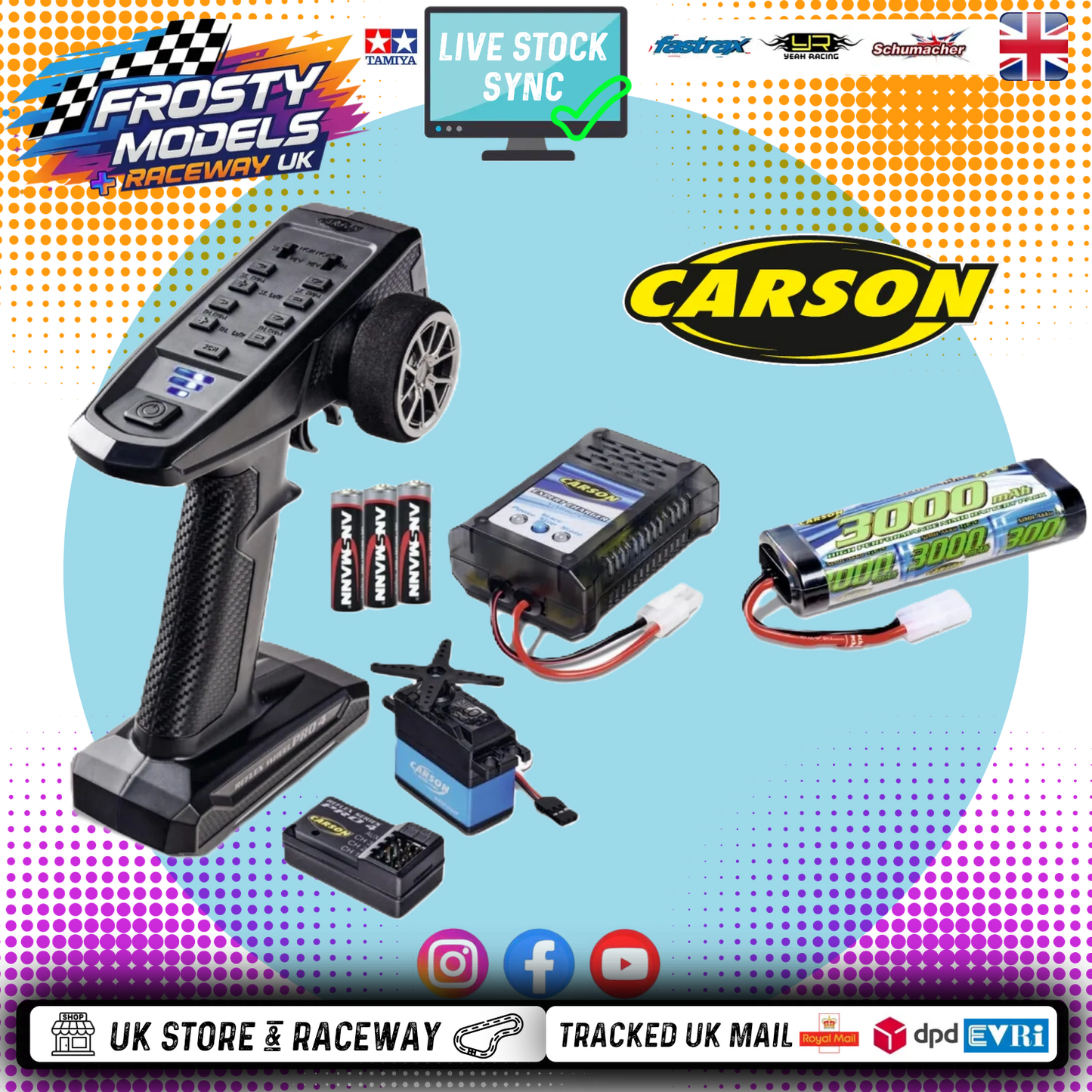 Carson - Reflex Wheel Pro 4 RTR Electric Set Combo (Fast Charger, 3000mah Nimh Battery, Servo, Handset, Receiver & AA Batteries) C500112