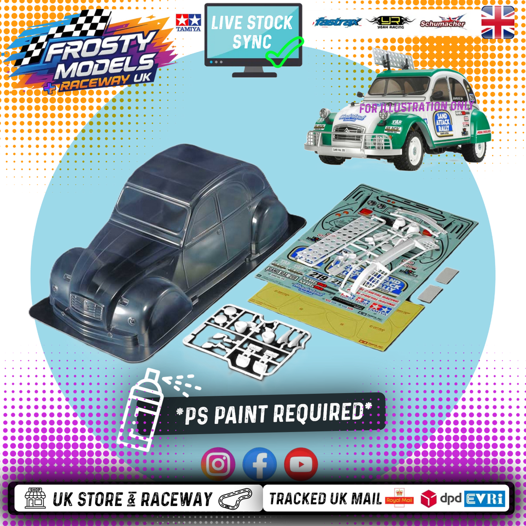 Tamiya 51617 - RC BODY CITROEN 2CV RALLY (1/10 M-Chassis size 239mm Wheel Base) - Body parts, Stickers & Masking Included