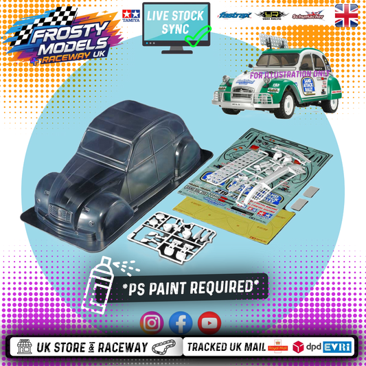 Tamiya 51617 - RC BODY CITROEN 2CV RALLY (1/10 M-Chassis size 239mm Wheel Base) - Body parts, Stickers & Masking Included