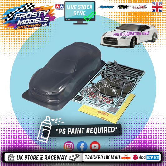 TAMIYA 51340 - 1/10 RC Nissan GT-R Body Shell 190mm wide / 257mm Standard Wheelbase - With Stickers, Masking and Body Parts