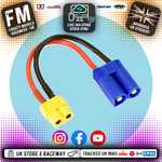 ETRONIX - FEMALE (Charger/ESC) XT60 TO MALE EC5 PLUG (Battery) CONNECTOR ADAPTOR Charging Lead - ET0842EC5