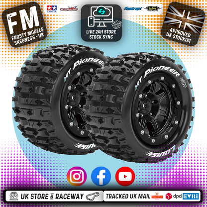 LOUISE RC - MT-PIONEER T-MAXX SOFT 1/2" OFFSET HEX 17MM BLACK (2pcs) (Fits PD Racing TK10 & TR10) - Monster Truck Tyres & Wheels Pre Glued - L-T3329SB